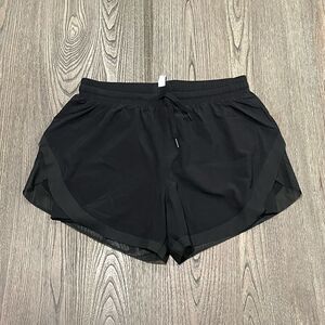 NWOT Halara Black Drawstring Contrast Mesh 2-in-1 Athletic Shorts Size L